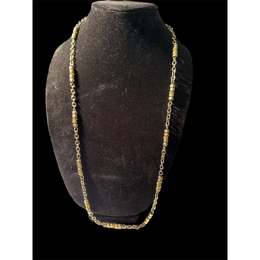 New Taramanda Necklace Gold Tone with Orange Stones 34”